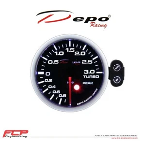 DEPO RACING TURBO BOOST DIGITALE CON AVVERTENZA & PICCO 52mm PK-WA5201B-3BAR - Foto 1 di 2
