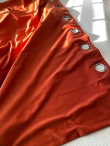 'MADE' Quality Rust Orange Polyester Velvet Eyelet Lined Drapes 66" W x 90" L - Picture 1 of 10