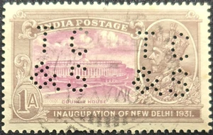 India - King George V 1A inauguration of New Delhi 1931 - PERFIN - Stamp - Picture 1 of 3
