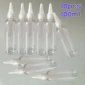 10 pièces bouteilles en plastique transparent en PET 100 ml becs de compte-gout - Photo 1/4