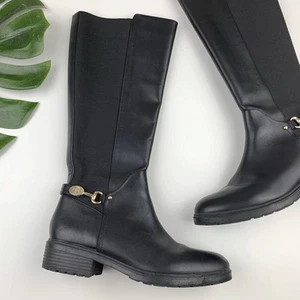 Giani Bernini Barnibee Tall Riding Boots Black Leather Knee High Women's 8 - Picture 1 of 10