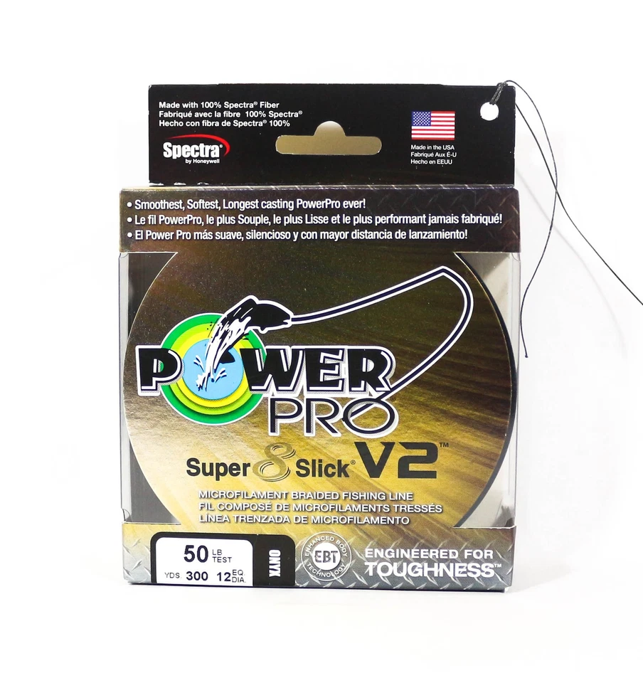 Power Pro Super 8 Slick V2 Onyx 50 LB 300 Yds Braided Fishing Line