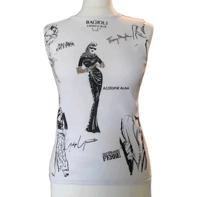 Vintage White Gaultier Alaia Yamamoto Tank Top XS Baglioli Tribute  - Photo 1/4