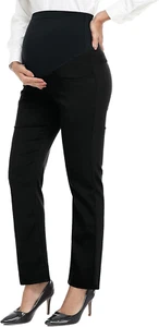 Women'S Maternity Pants for Work Over-Bump Pregnancy Casual Stretchy Straight Dr - Picture 1 of 12