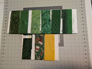 Jelly Roll 25 Strips Fabric.  Assortment of Greens, Gold, Holiday - Picture 1 of 8