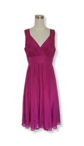 Jones New York Dress Pink Silk Blend Embroidered Sleeveless Empire Waist Size 10 - Picture 1 of 14