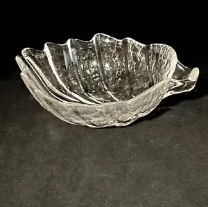 Vintage Orrefors Sweden EDEN Leaf Glass Bowl Dish Design by Lars Hellsten 6.25" - Picture 1 of 6