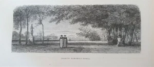 1875 ROME = VILLA DORIA-PAMPHILI GARDENS = Antique Print = Old Print # - Picture 1 of 1