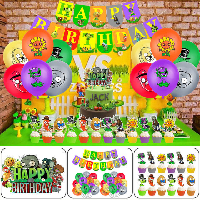 44 Pcs Zombies Party Supplies, Zombies Theme Birthday Party Decorations for  Kids Adults with Happy Birthday Banner Cake Topper Cupcake Toppers Balloons  