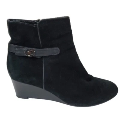 Botines Aquatalia Julianna Wedge Impermeables Gamuza Negros Talla 10 Foto 1 de 4