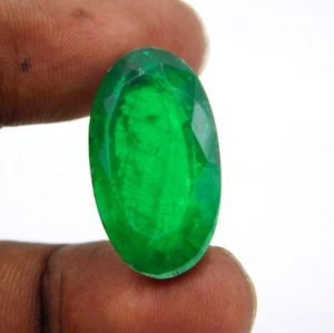 23.5 Ct 1 Pc Lab Created Doublet Emerald Oval Cut Loose Gemstone 15x27 MM P-3456 - Picture 1 of 5