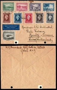 India Netherlandsch Rare Cover By Air Mail 1945 Batavia to Switzerland - Picture 1 of 3
