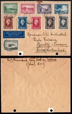 India Netherlandsch Rare Cover By Air Mail 1945 Batavia to Switzerland - Image 1 of 3