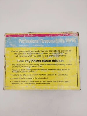 Law in a Flash Professional Responsibility / MPRE 2-Part Set 840 Cards 1990 Vtg - Image 1 of 4