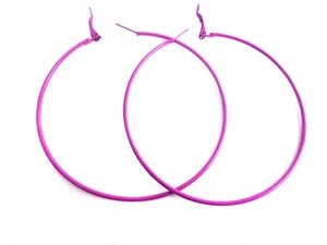 LARGE 3 inch SIMPLE THIN HOOP EARRINGS ASSORTED PASTEL COLOR HOOP EARRINGS - Picture 1 of 20