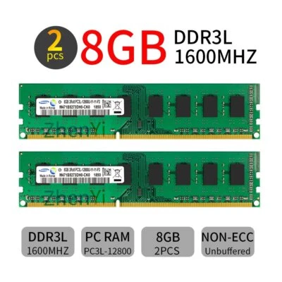 16GB 2x 8GB 4GB 1600MHz DDR3L PC3L-12800 DIMM Desktop Memory SDRAM Samsung LOT - Image 1 of 4