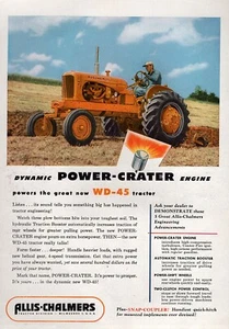 Tractor Allis-Chalmers WD-45 1954 ""Motor de cráter eléctrico"" anuncio en color original - Imagen 1 de 1