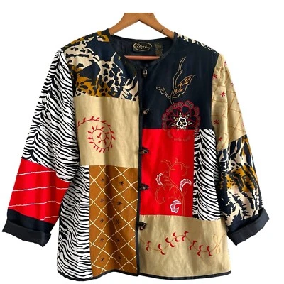 Chaqueta Bordada Vintage Patchwork Talla L Cottagecore Boho Arte para Usar Festival Foto 1 de 4