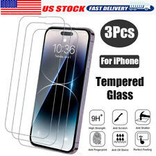 3X For iPhone 14 13 12 11 Pro Max Mini Plus Tempered GLASS Screen Protector LOT 