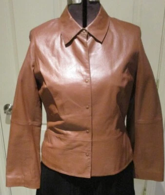 Halogen Women's Brown Leather Medium M Jacket Fully Lined - Image 1 of 4