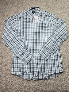 J Crew Shirt Mens Medium Blue Plaid Flex Washed Long Sleeve Button Down NWT - Picture 1 of 11