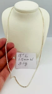 925 JCM Italy 1.5mm Wide 18" Long Sterling Silver Mesh Chain 3.1g - Picture 1 of 3