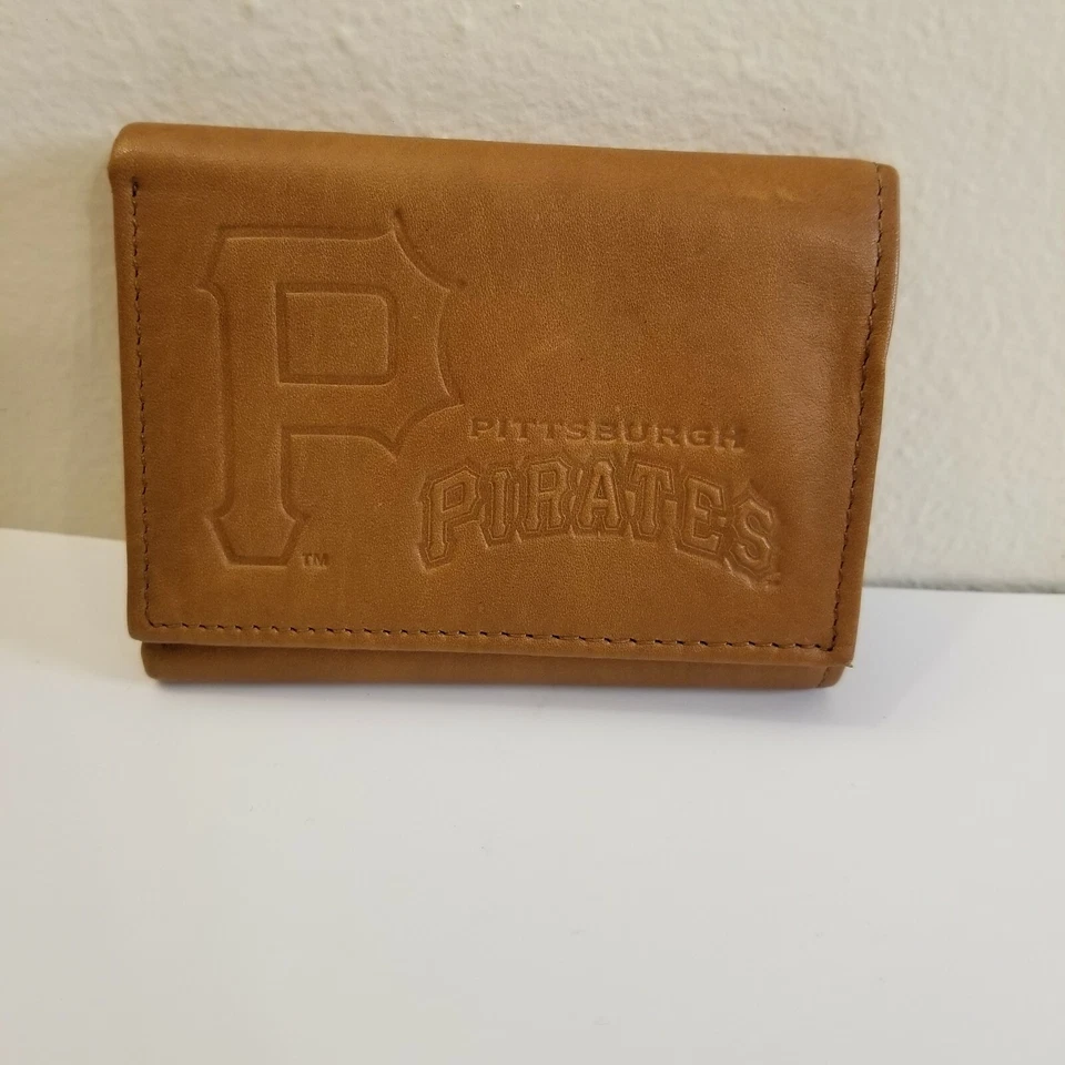 Pittsburgh Pirates Brown Leather Trifold Wallet - Image 1 of 4
