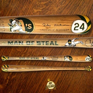 RICKEY HENDERSON OaklandA's Original Painted Art Bat by Mike Floyd 1/1 - Bild 1 von 5