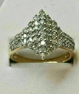 2Ct Round Real Moissanite Marquise Engagement Ring 14k Yellow Gold Plated - Picture 1 of 5