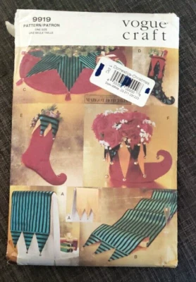 Vogue Patrón Artesanal 9919 Bufones Navidad Silla Cubierta Medias Árbol Falda - Nuevo Foto 1 de 4