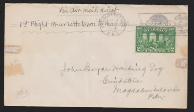 Canada First Flight Charlottetown to Grindstone Island Mar 11 1928, AMCN2 #2807d - Image 1 of 2