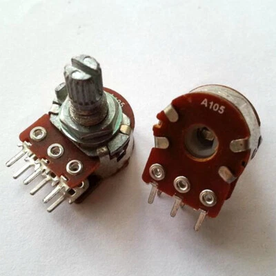 2PCS 16 A type STEREO VOLUME Potentiometer Dual PCB 6pins A1M*2 - Image 1 of 2