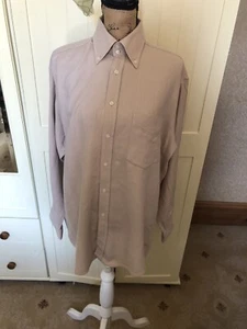 ABERCROMBIE & FITCH Men's Beige Herringbone Cotton Long Sleeve Shirt 46" Chest - Picture 1 of 11
