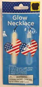 Patriotic Glow Necklaces American Flag USA Red, White & Blue - 2 Pack - Picture 1 of 2