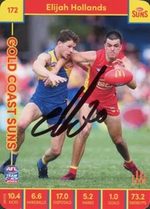 Signed 2023 Gold Coast Suns AFL TeamCoach Card - Elijah Hollands - Foto 1 di 3