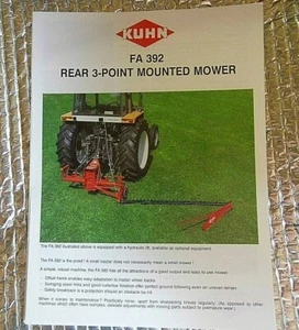 B-Ware Spezifikation Prospekt Kuhn FA 392 Heck 3 Punkt Anbaumähwerk - Bild 1 von 2