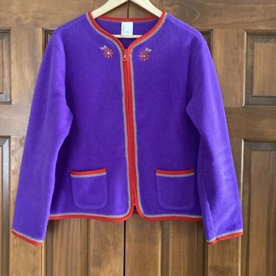 Chaqueta De Colección Hanna Andersson Púrpura Bordada Polar Cremallera Completa Para Mujer Talla Grande L Foto 1 de 4