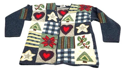 Cárdigan de Colección Winona 100% Lana Navidad Suéter XL Abuela Núcleo Tejido a Mano Foto 1 de 4