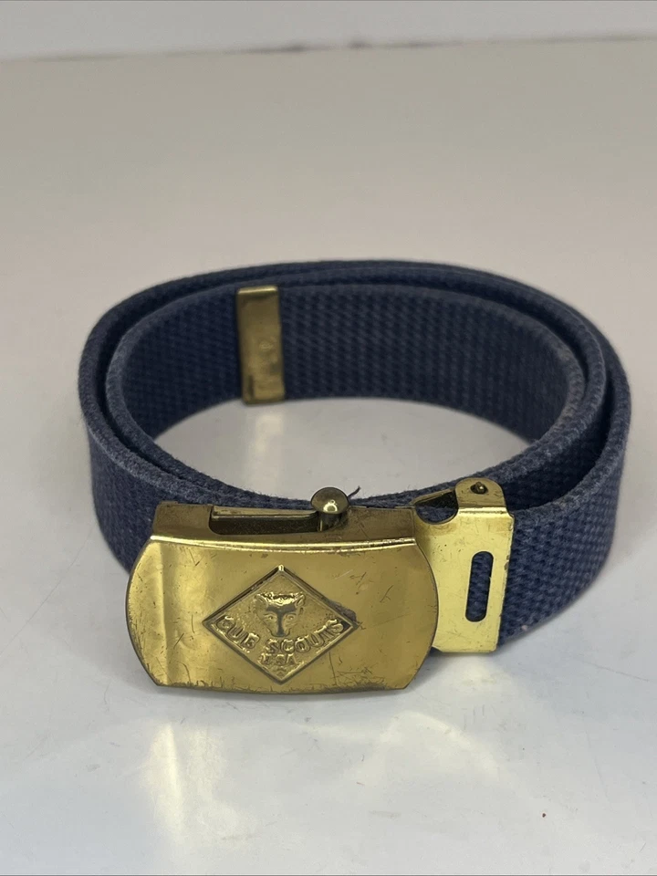 Cub Boy Scout Official Uniform Blue Belt S M 30” USA Made Solid Brass Buckle(A2) - Image 1 of 4