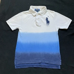 Polo Ralph Lauren Boys Size 8 White/Blue Button Down Short Sleeve Shirt - Picture 1 of 4