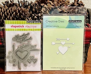 PENNY BLACK SWEET HEART & GO WITH YOUR HEART STAMPS & DIES LOVE VALENTINE NEW - Picture 1 of 2