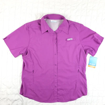 NUEVA Camisa Columbia Tamiami PFG Para Mujer XL Omni Tono 40 Broches Ventilados Rosa Caliente Nueva con Etiquetas Foto 1 de 4