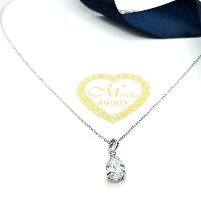 COLLANA IN ACCIAIO CON PUNTO LUCE (Zaffiro) A GOCCIA MONELLA BIJOUX - Immagine 1 di 4