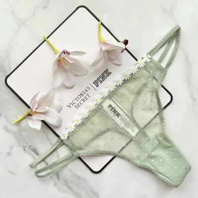 ROSA Victoria's Secret Guiño Tirantes Punto Malla Tanga Panty Verde Jardín S/L/XL Foto 1 de 4