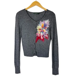 Anthropologie Troubadour Cashmere Blend Floral Crop Cardigan Size Small Petite - Picture 1 of 10