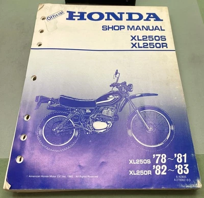 Подлинная Honda 6142805 XL250S, XL250R Shop Manual 1982 - Изображение 1 из 3