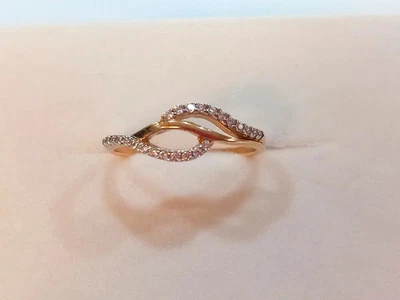 Anello fascia fantasia donna/ragazza oro giallo 18 kt 750 % zirconi bianchi - Immagine 1 di 4