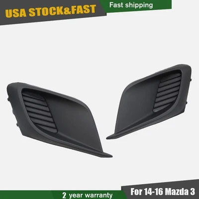Front Bumper Fog Light Covers Set For 2014-2016 Mazda 3 Right & Left Side - Image 1 of 4
