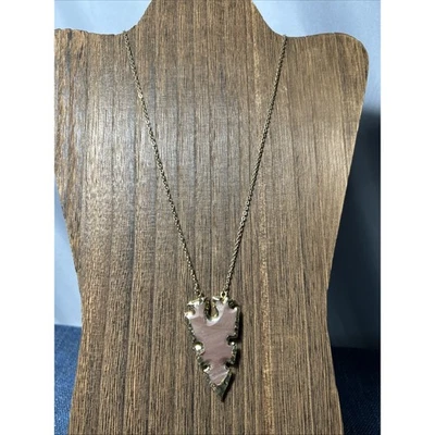 "Collar colgante punta de flecha de jaspe dorado con cadena de 31"" punta de flecha de 2 1/8""" Foto 1 de 4