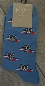 NEU NEU MIT ETIKETT J CREW Socken Einheitsgröße blau Hunde - Bild 1 von 2